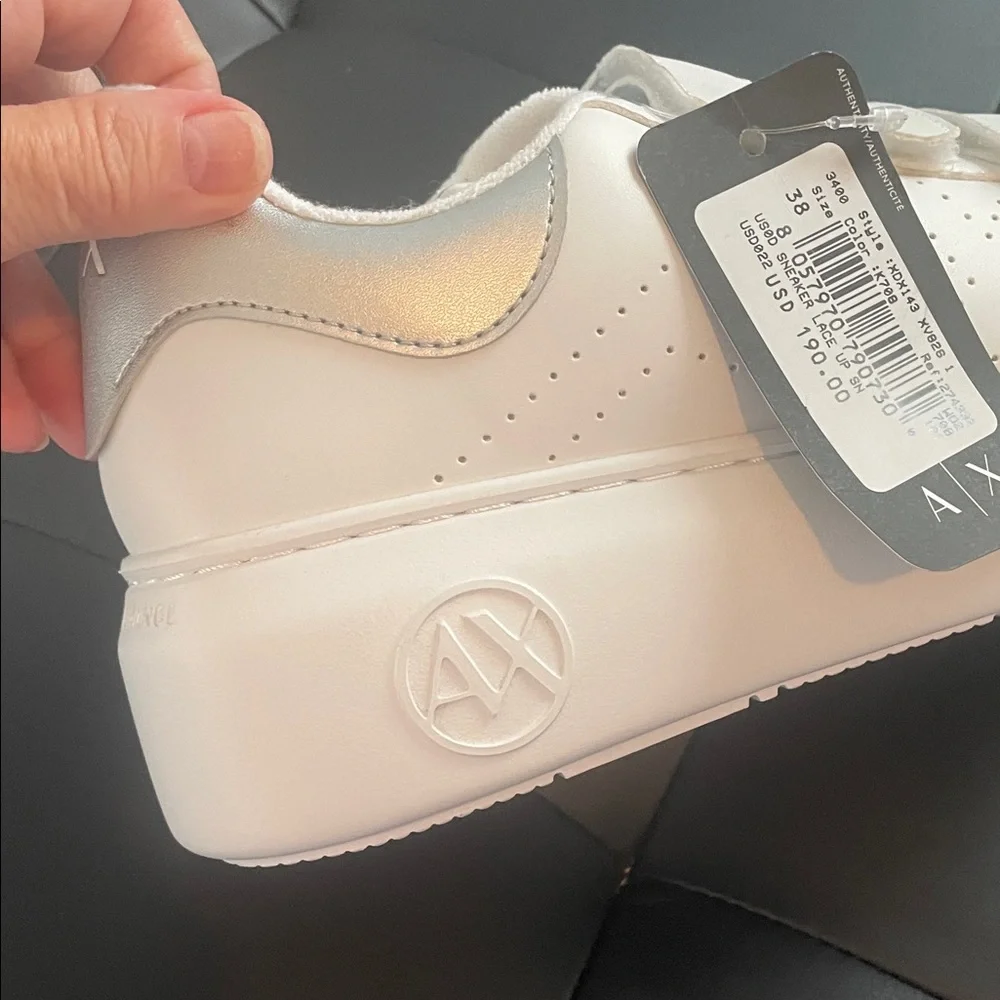 Armani Exchange White Women's Sneakers sz 7 - Picture 10 of 13